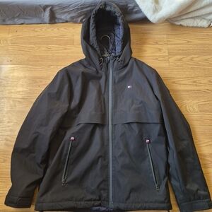 Tommy Hilfiger Black Hooded Raincoat